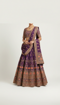Orchid purple embellished lehenga with gold zari work