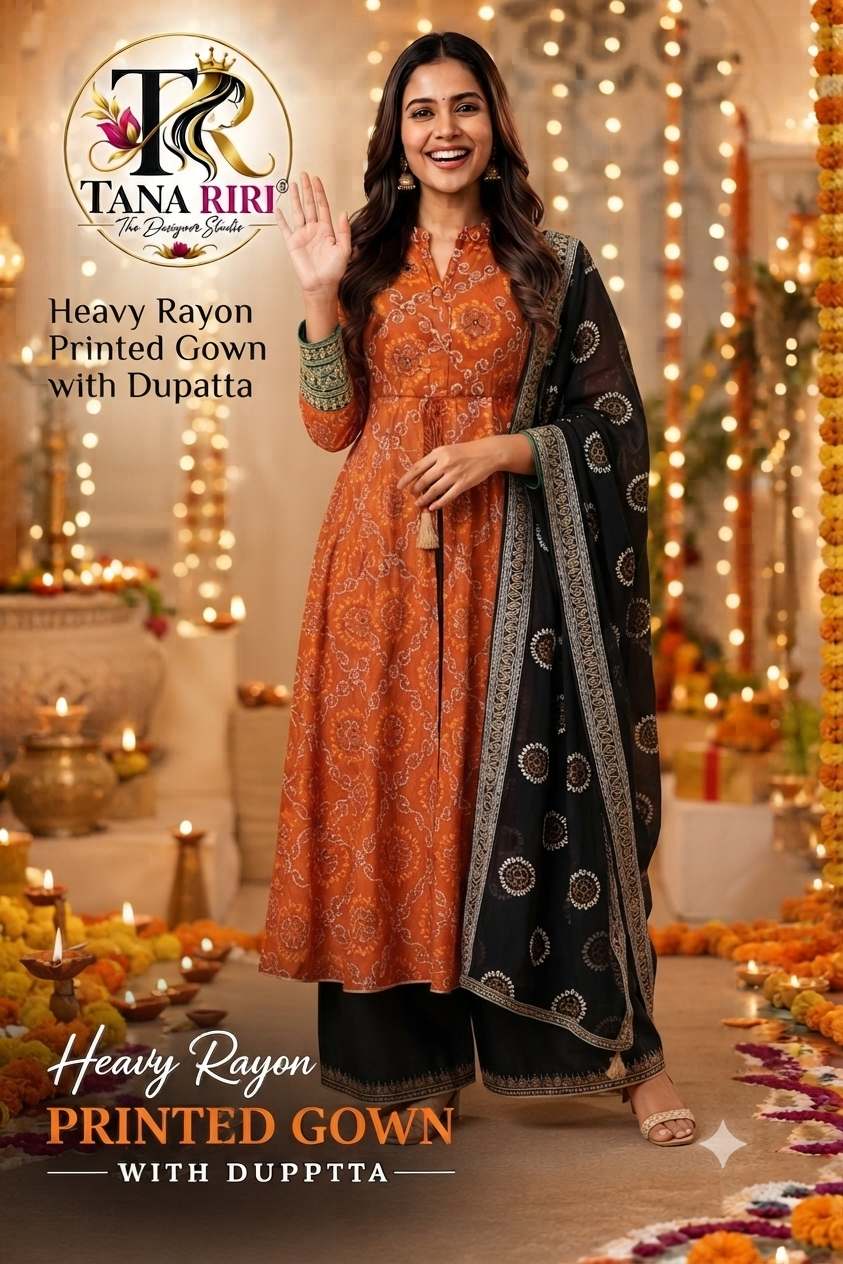 Heavy Rayon Embrodierd Kurti Bottom Dupptta Set
