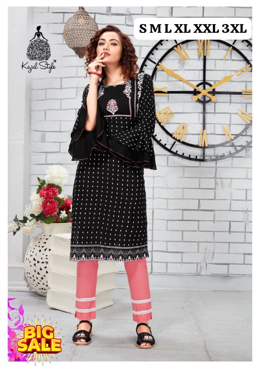 Rayon Embrodierd Printed Kurti Pant set