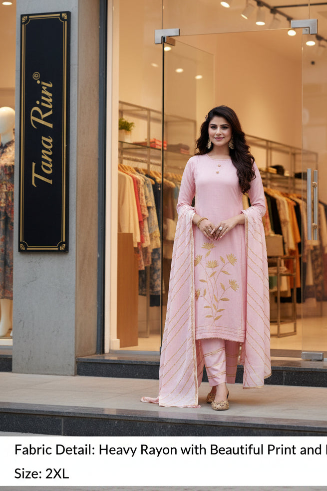 Embroidered Kurta with Pant & Dupatta Set