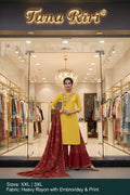 RAYON PRINTED KURTI SHARARA WITH DUPTTA