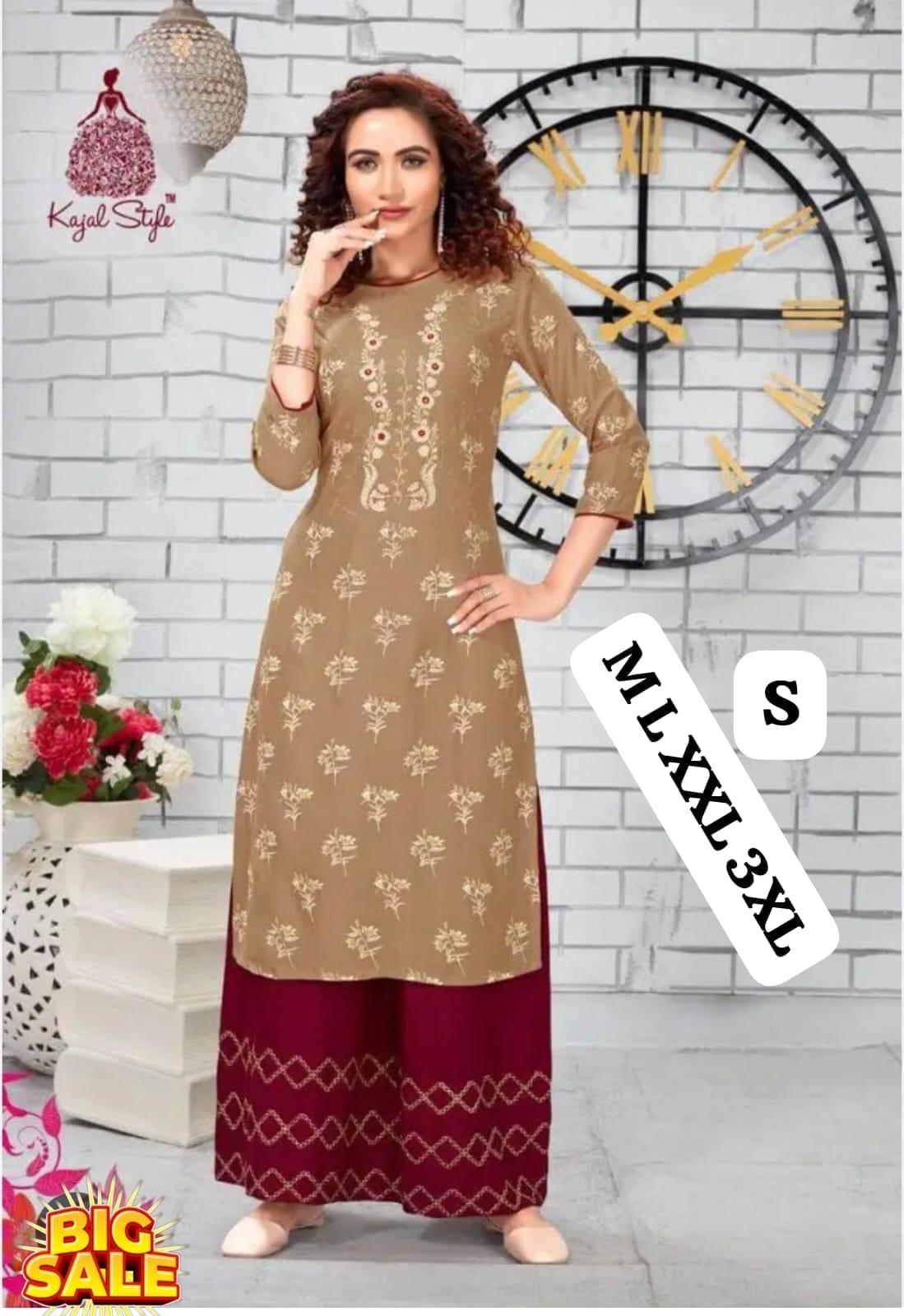 Rayon Embrodierd Printed Kurti Plazzo set