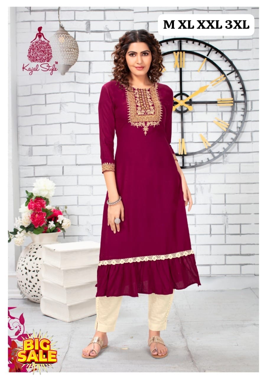 Rayon Embrodierd Printed Kurti Pant set
