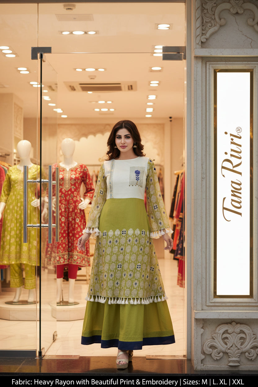 Cotton long flair kurti