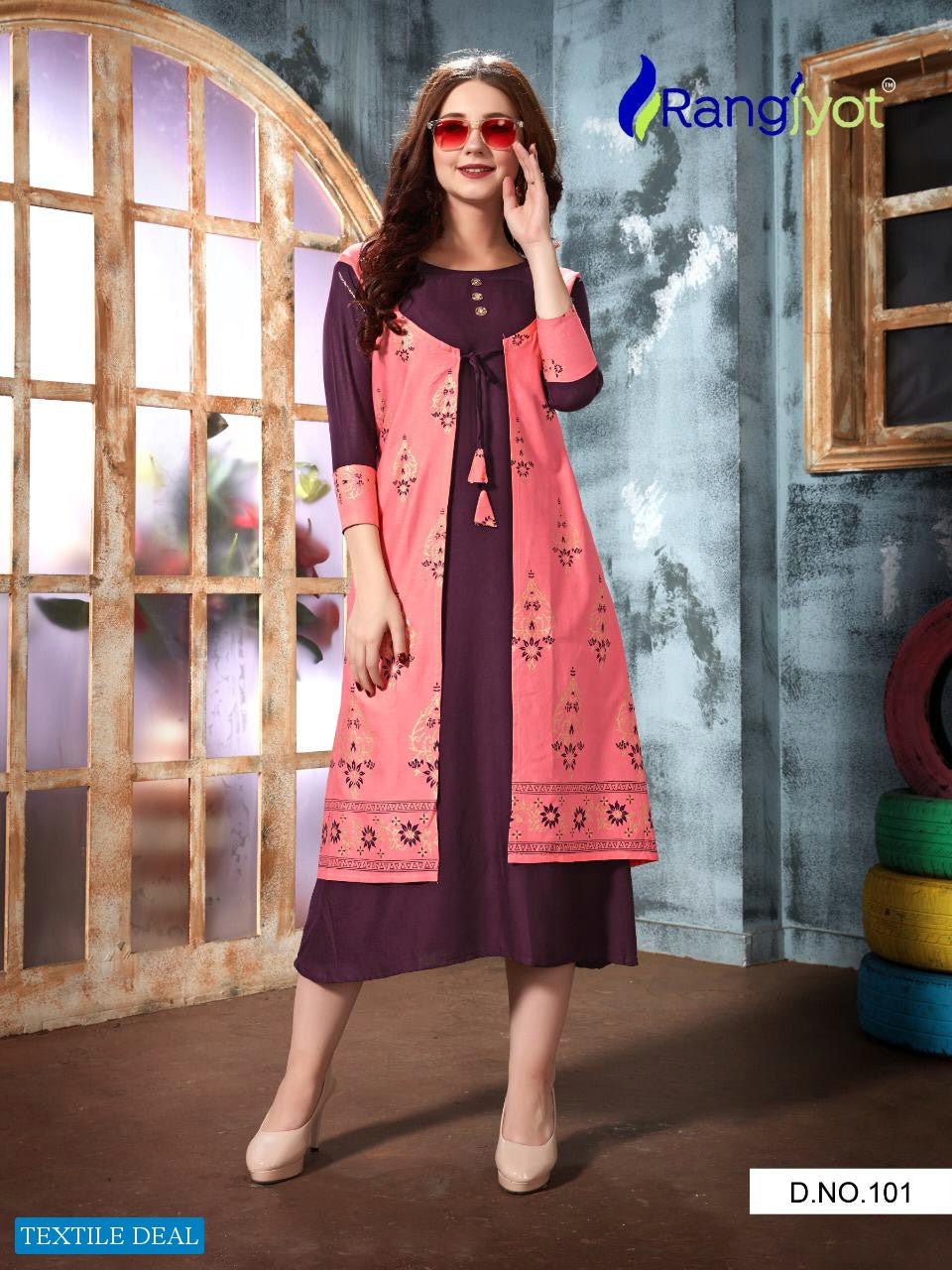 RAYON KURTI WITH SHRUG