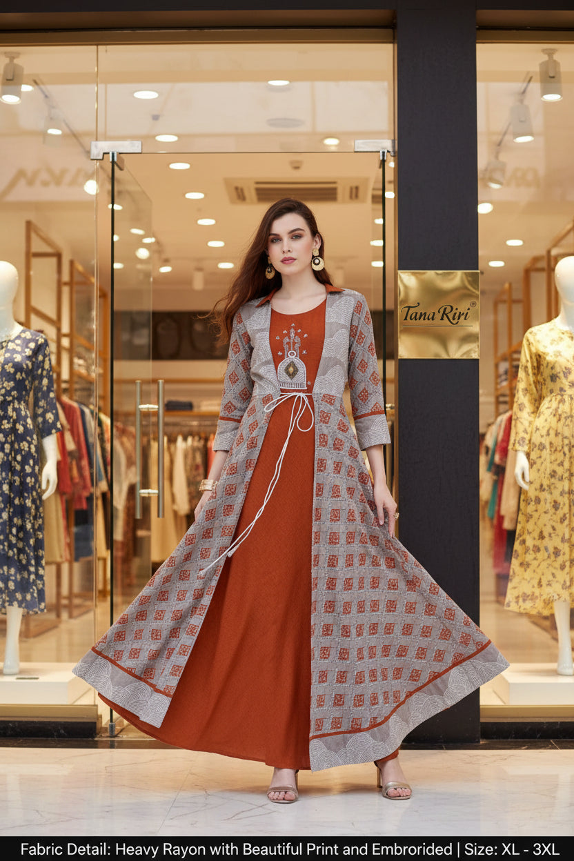 Rayon Party Wear Long Kurti