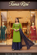 RAYON PRINTED KURTI PLAZZO WITH DUPTTA