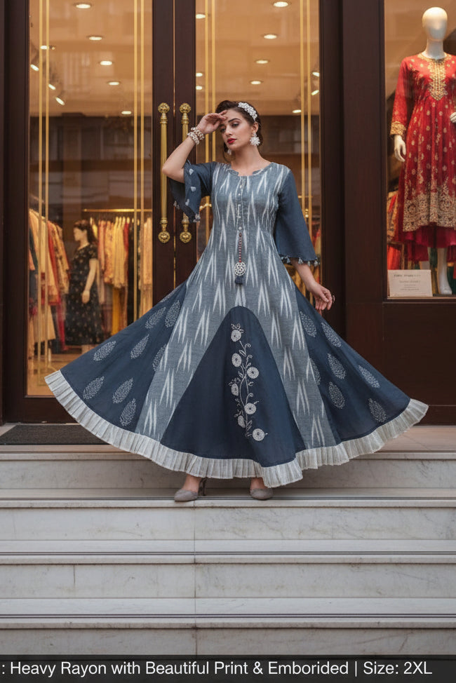 Designer Ikkat printed fancy kurt
