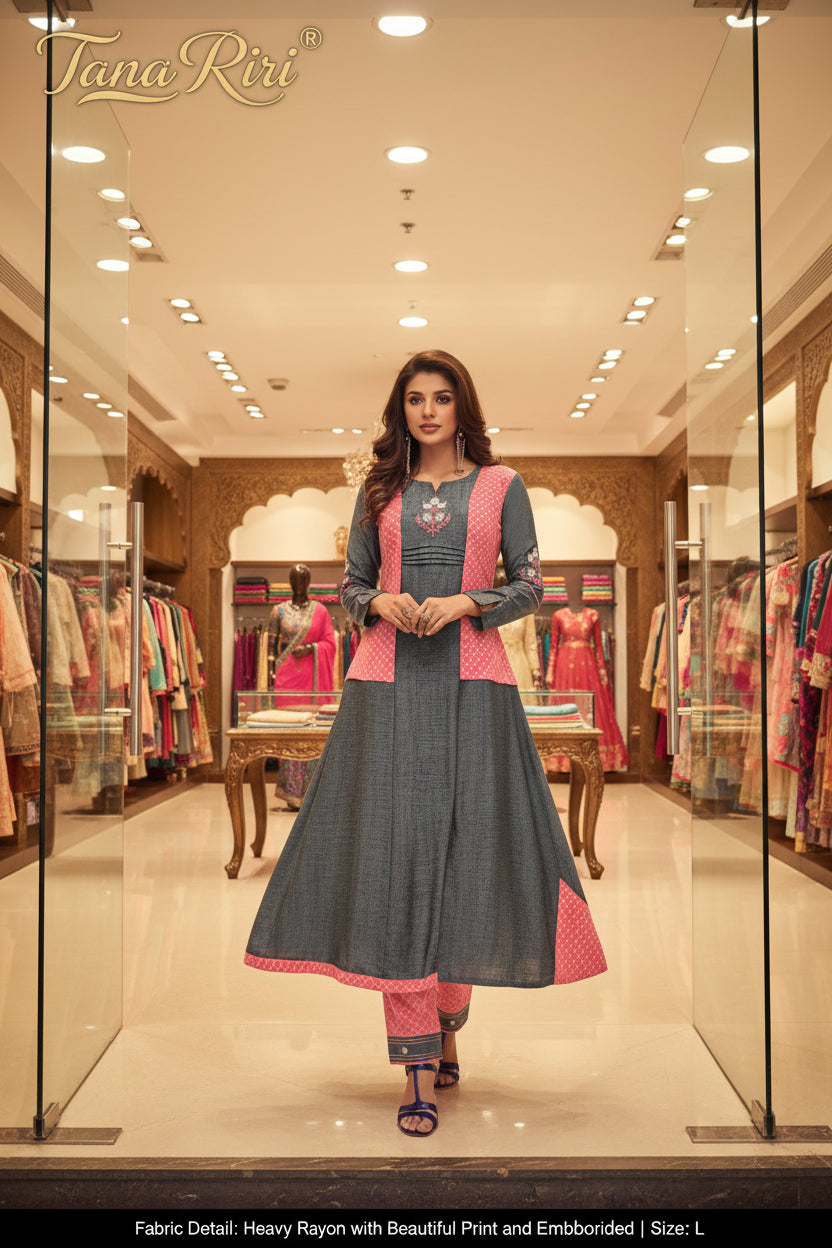 Embroideried Rayon Kurti Plazzo