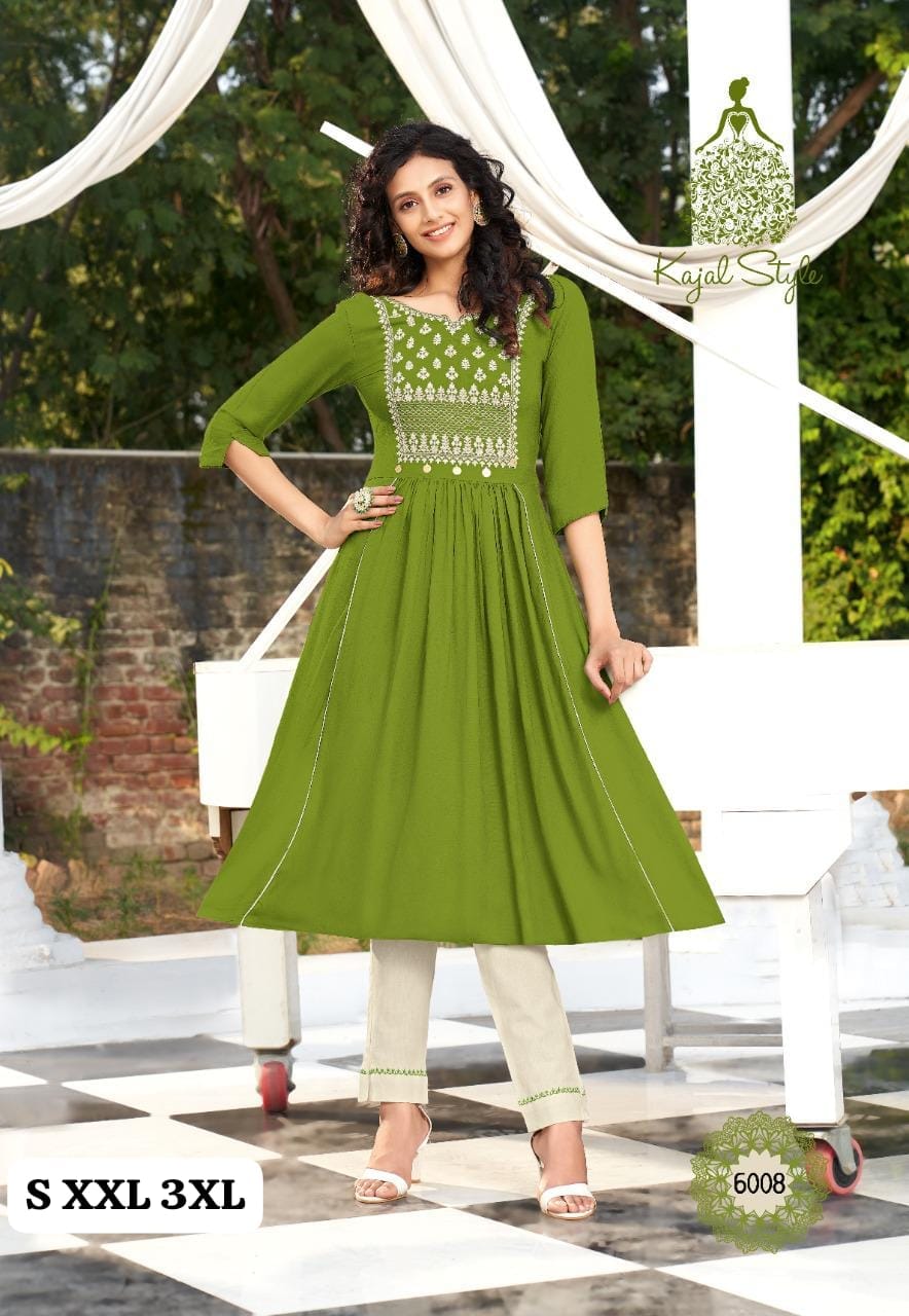 Rayon Embrodierd Printed Kurti Pant set