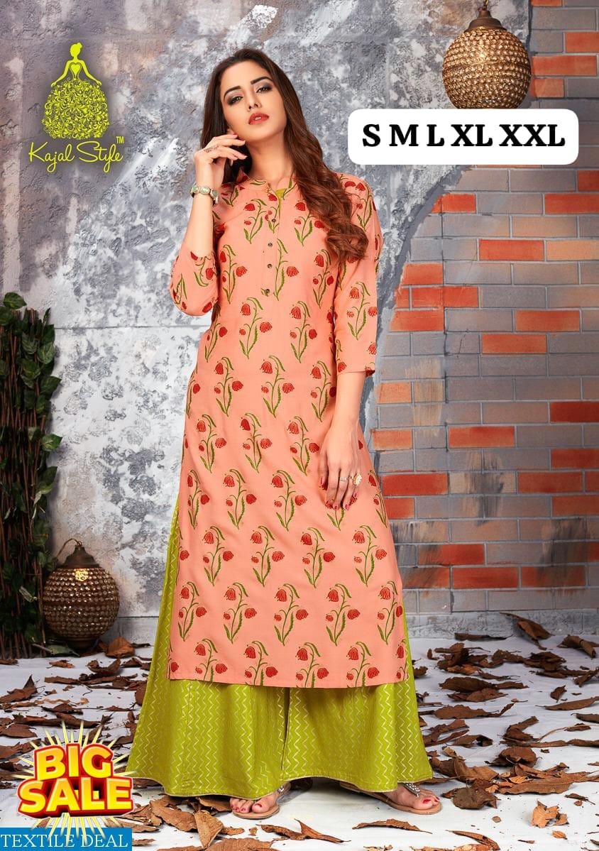 Rayon Embrodierd Printed Kurti Plazzo set