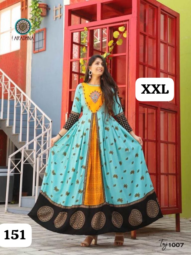 Embroidery Heavy Rayon Printed Gown