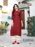 Rayon Embroidered Kurti with Palazzo