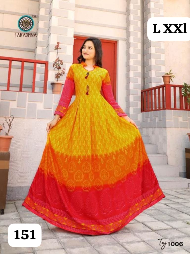 Embroidery Heavy Rayon Printed Gown