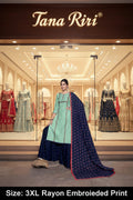 RAYON PRINTED KURTI SHARARA WITH DUPTTA