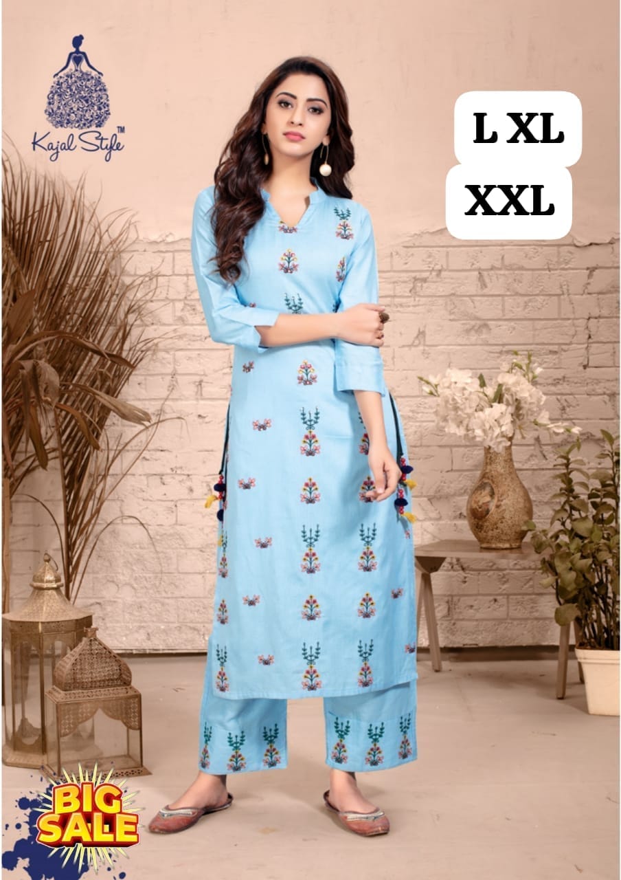 Rayon Embrodierd Printed Kurti Pant set