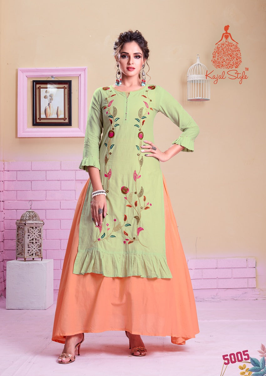 Rayon Embrodierd Printed Kurti Skirt set
