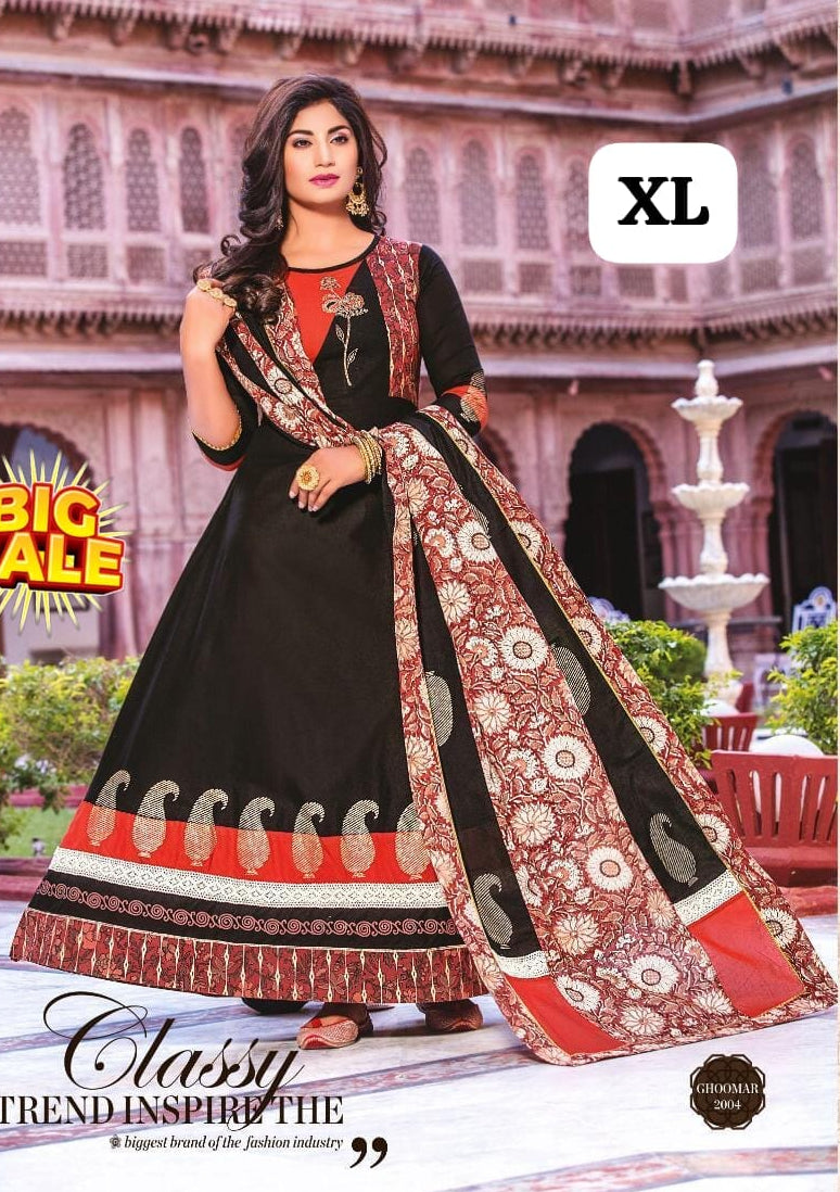 PURE RAYON ENBRODRIED PRINTED GOWN DUPTTA SET