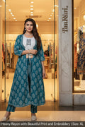 CHANDERI SILK ENBRODRIED PRINTED 3PCS SHURG TYPE SUIT SET