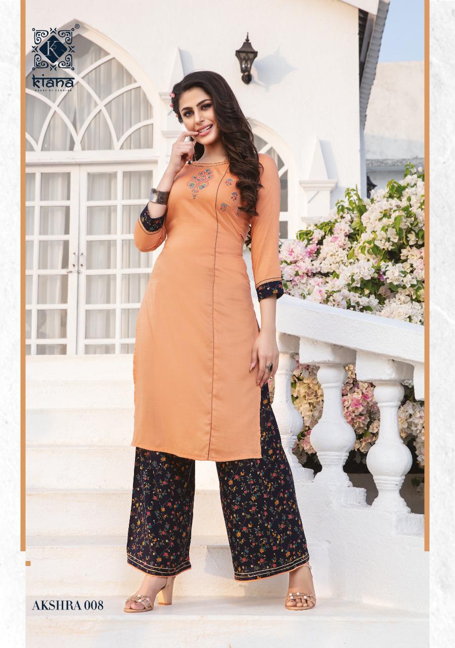 KIANA EMBRODIERD PRINT RAYON KURTI AND PLAZZO