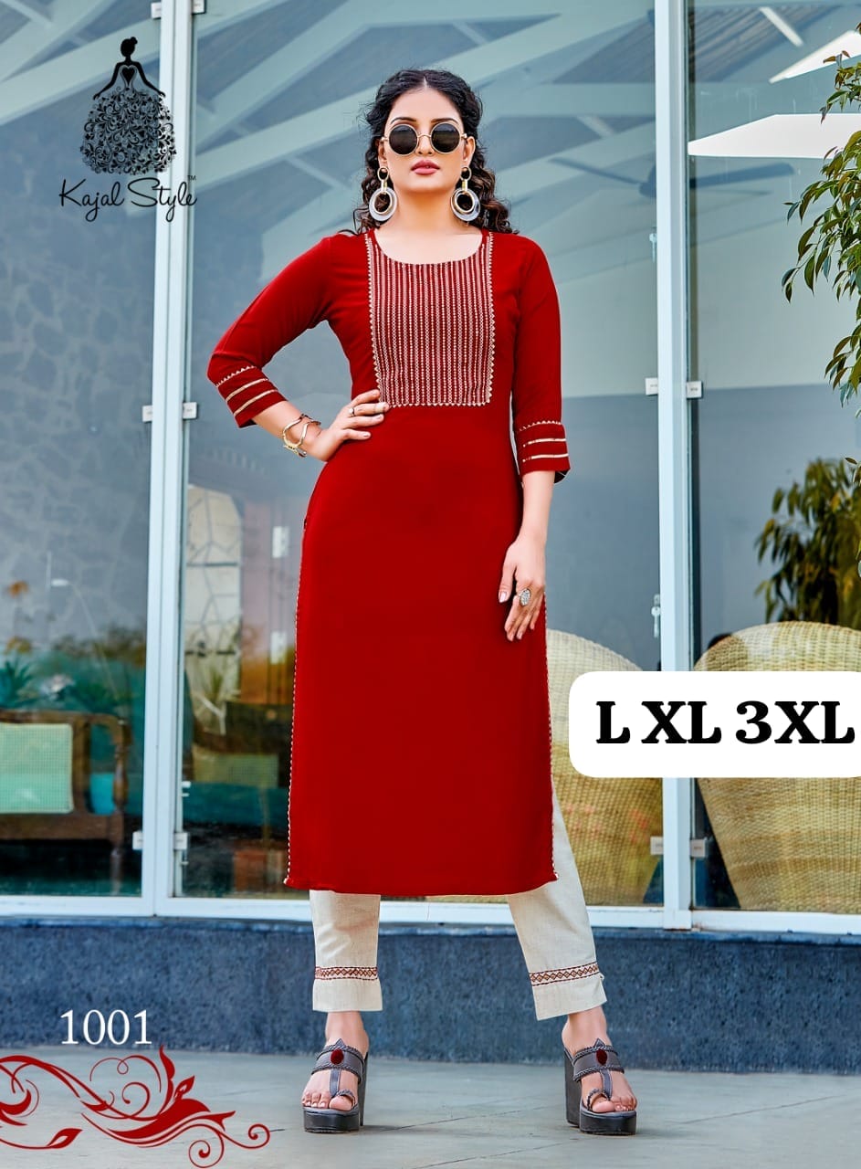 Rayon Embrodierd Printed Kurti Pant set