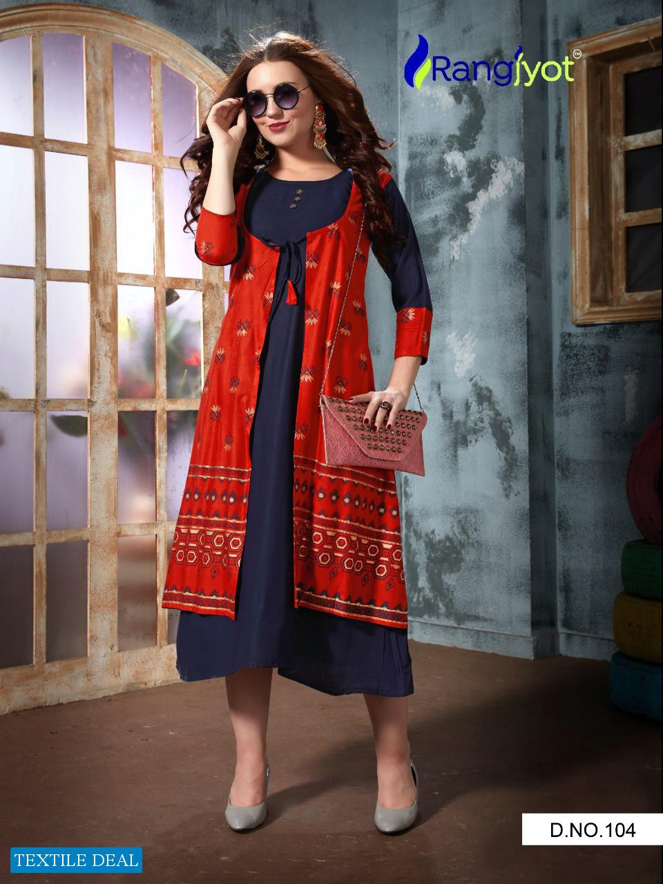 RAYON KURTI WITH SHRUG