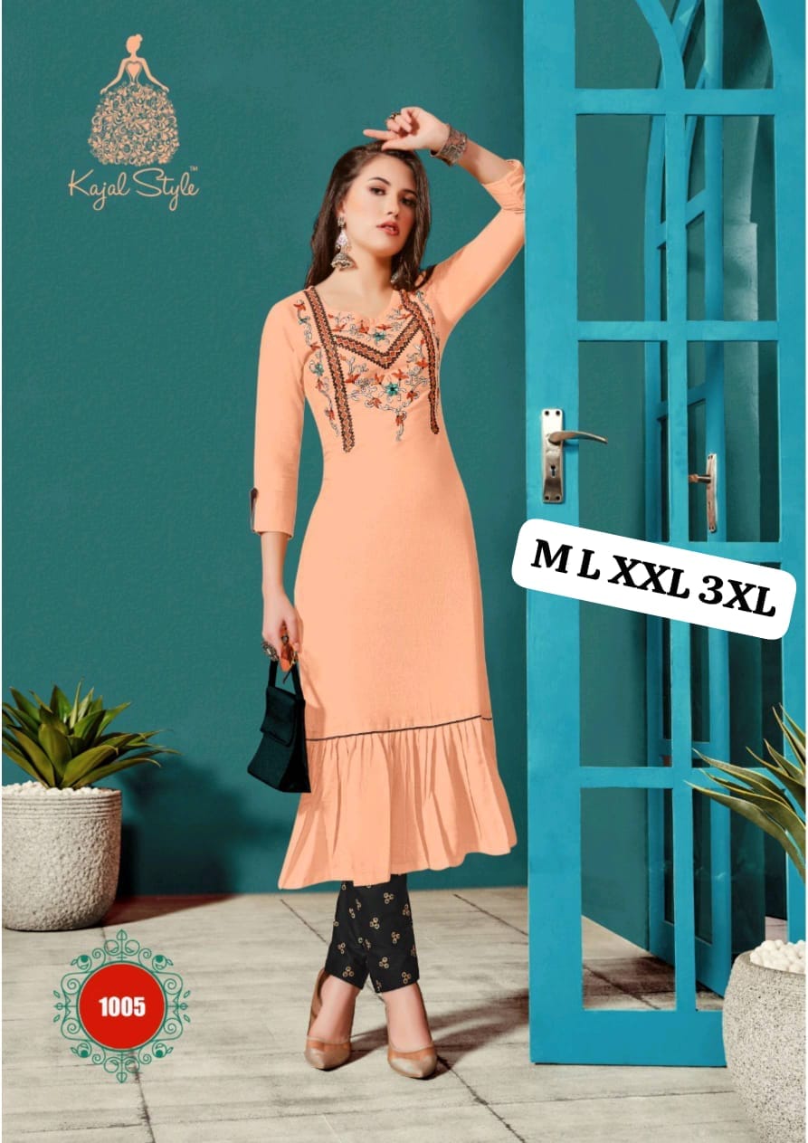 Rayon Embrodierd Printed Kurti Pant set