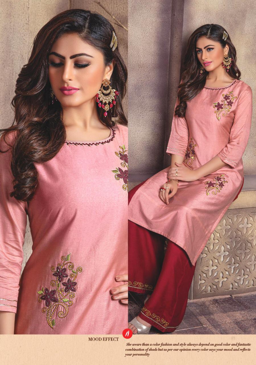 KIANA EMBRODIERD PRINT RAYON KURTI AND PLAZZO