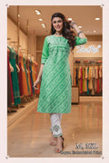 RAYON EMBRODIERD PRINTED KURTI PANT SET