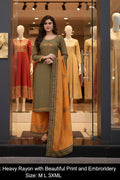 Women's Embroidered Straight Kurti with Palazzo and Dupatta Set