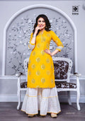 KIANA PURE RAYON EMBRODIERD KURTI WITH SHARARA