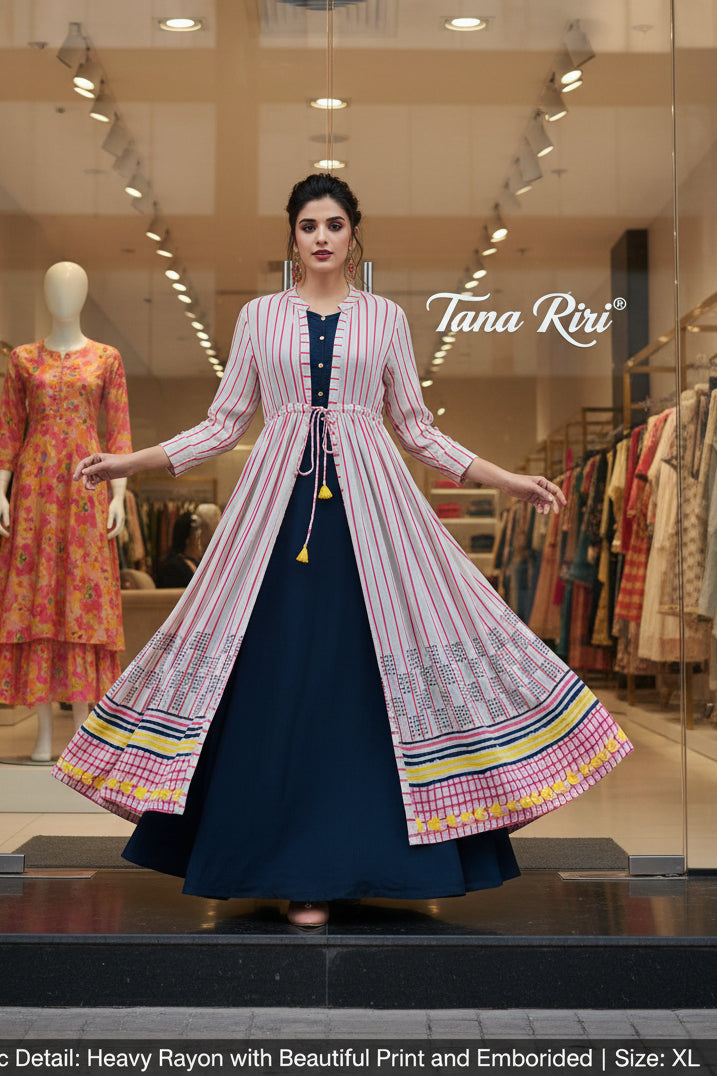 Party Wear Rayon Embroidered Gown
