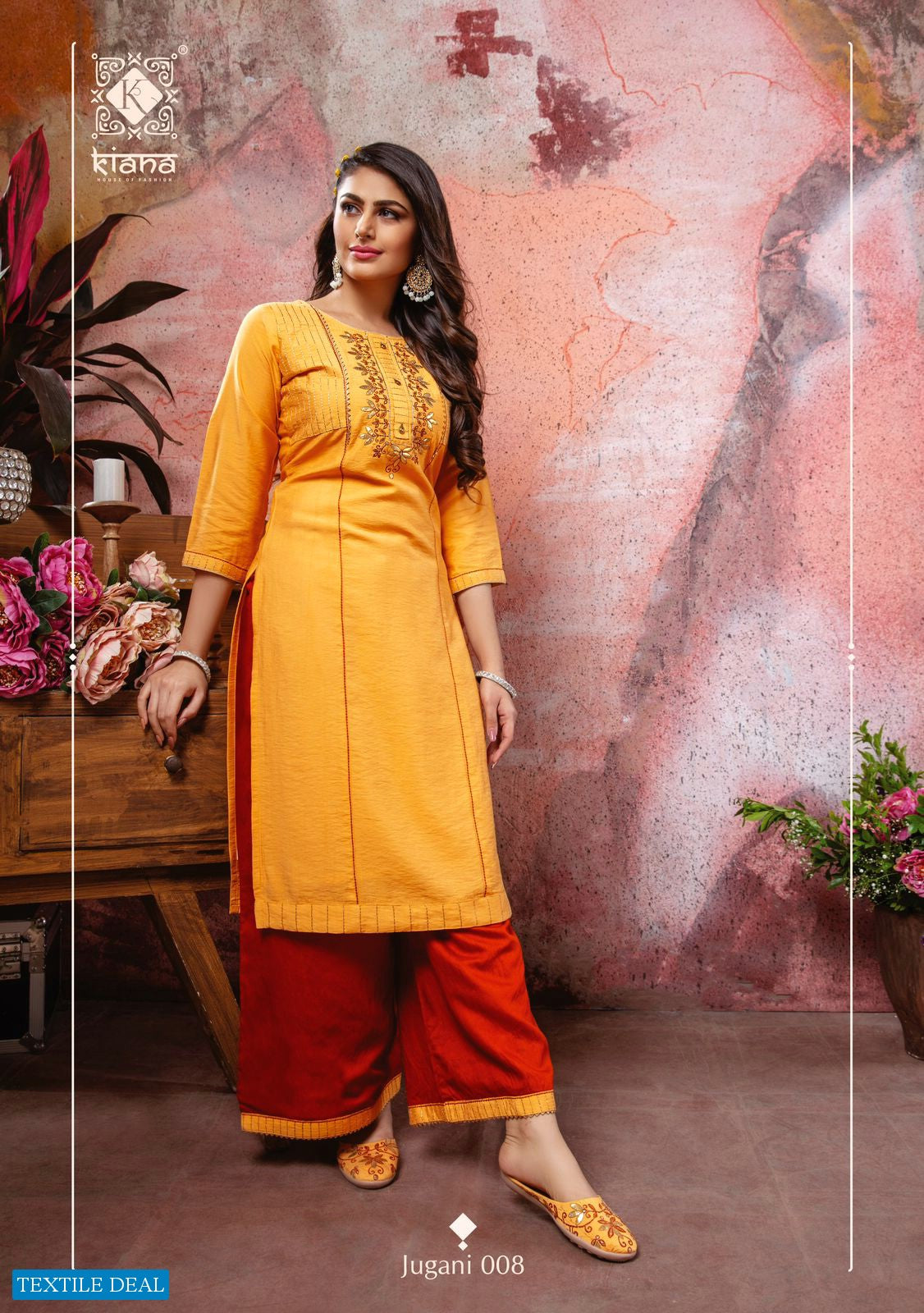 KIANA EMBRODIERD PRINT RAYON KURTI AND PANT