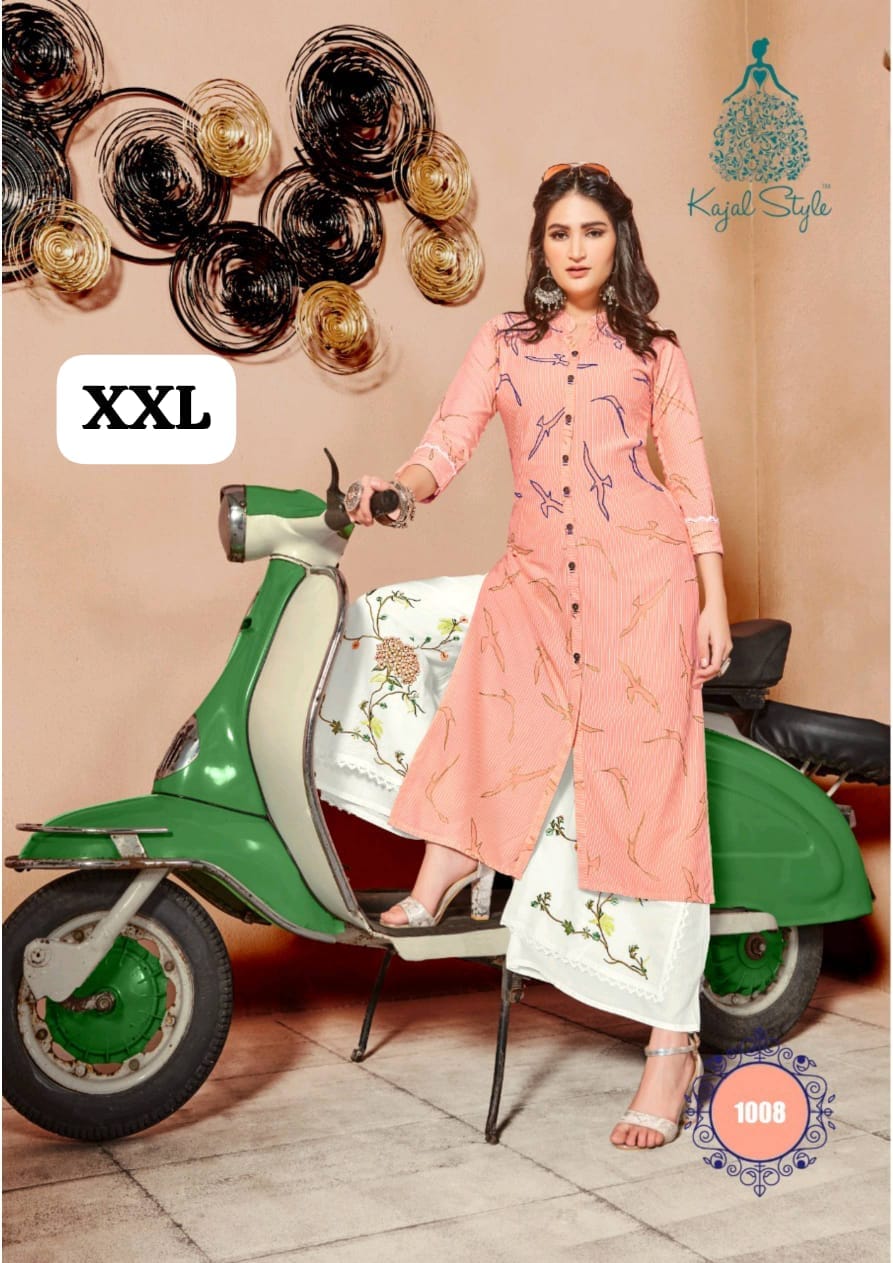 Rayon Embrodierd Printed Kurti Plazzo set