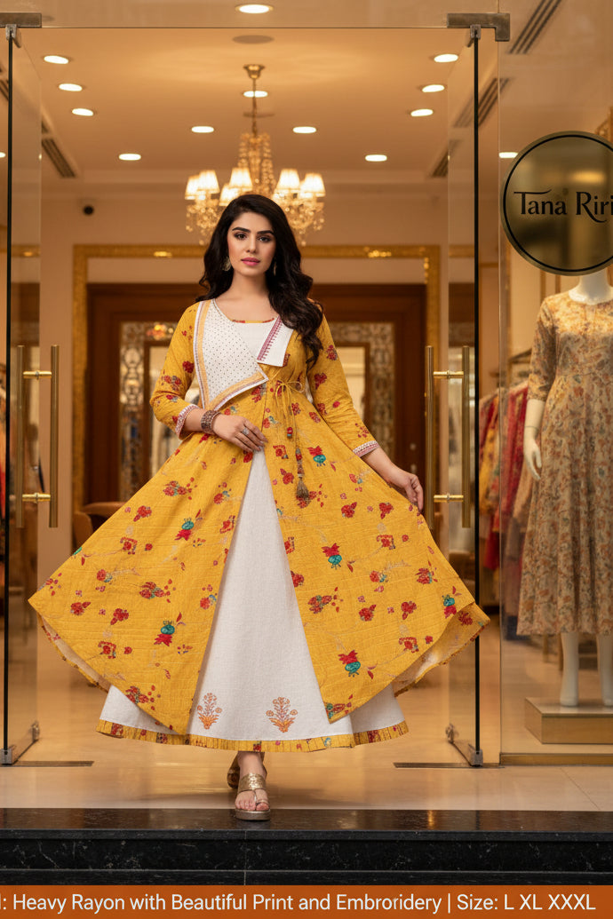 Party Wear Rayon Embroidered Gown