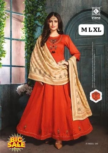 PURE RAYON ENBRODRIED PRINTED GOWN DUPTTA SET