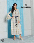Rayon Foil Printed A-Line Kurti  3/4 Sleeves XL Size