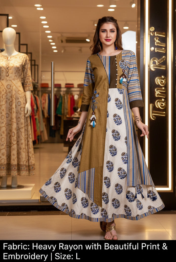 Rayon Party Wear Long Kurti