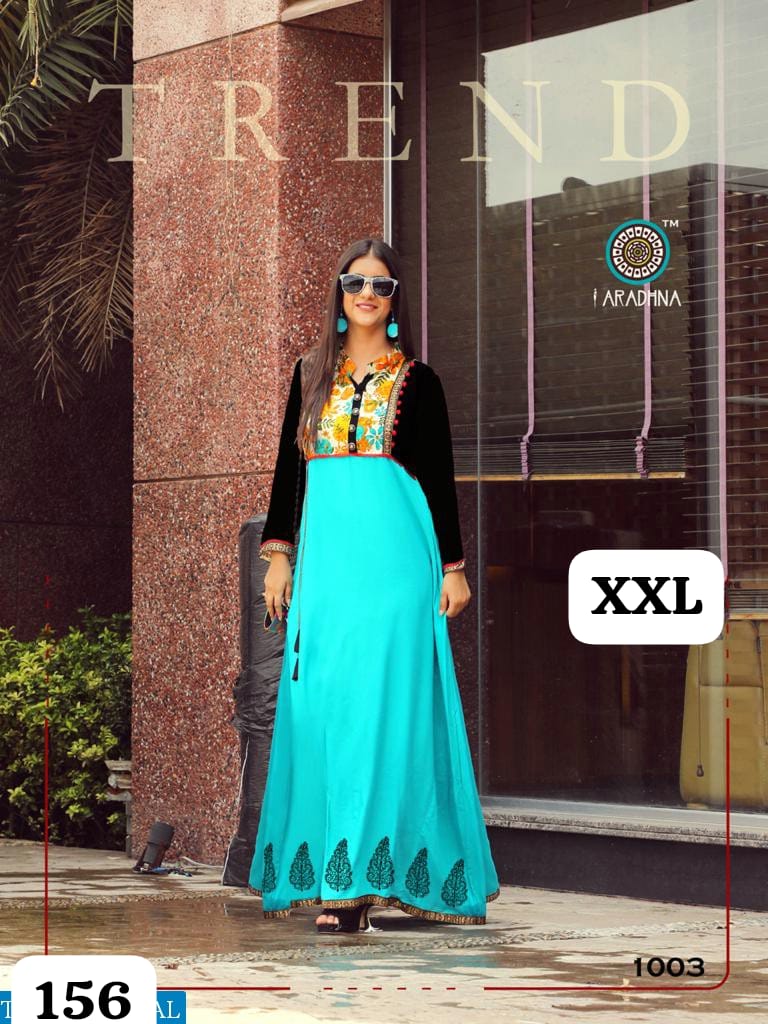 Embroidery Heavy Rayon Printed Gown