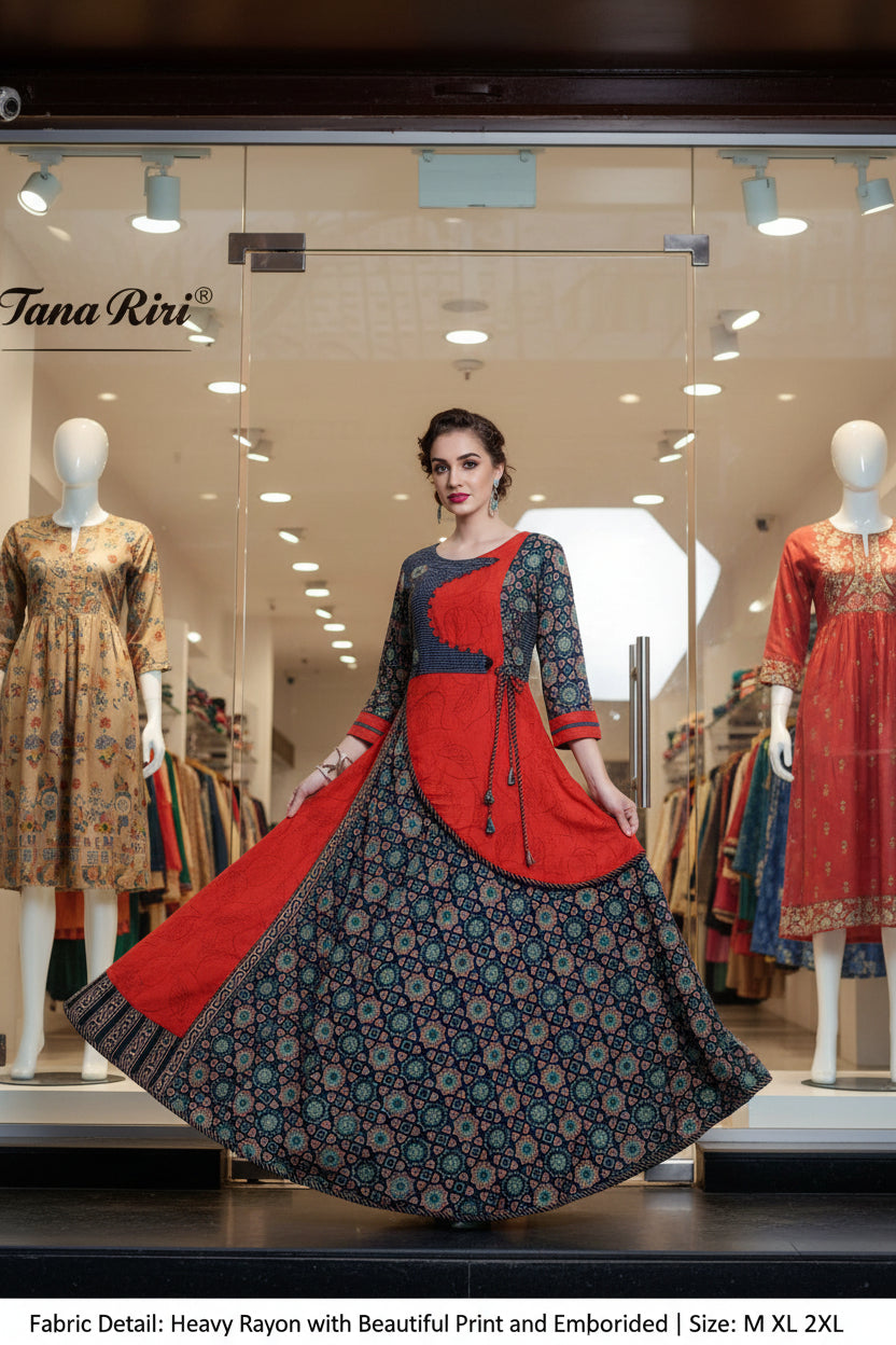 Rayon Party Wear Long Kurti