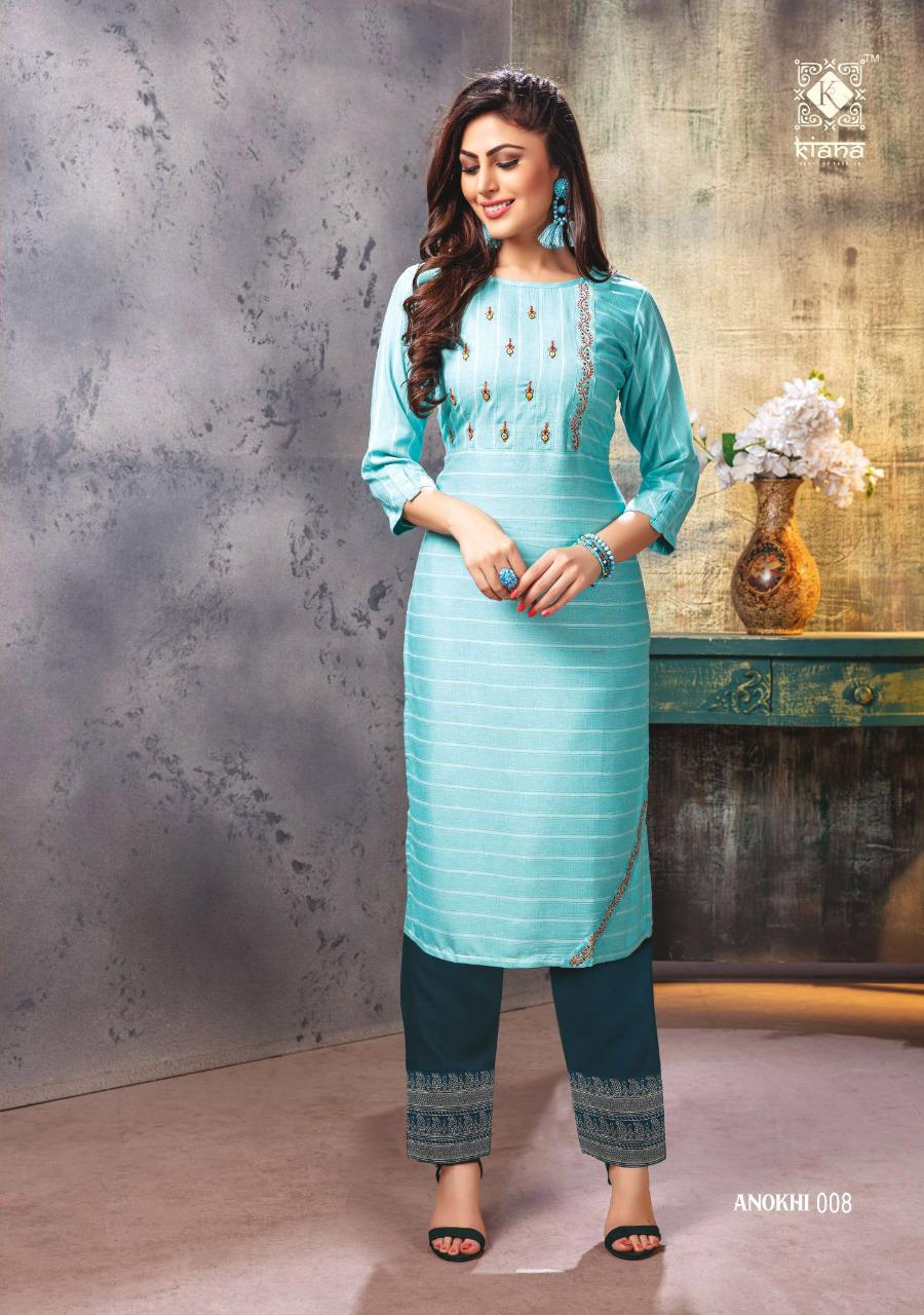 KIANA EMBRODIERD PRINT RAYON KURTI AND PANT