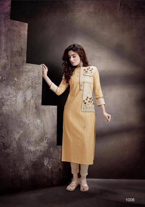 SILKY SLUB EMBRODERY KURTI