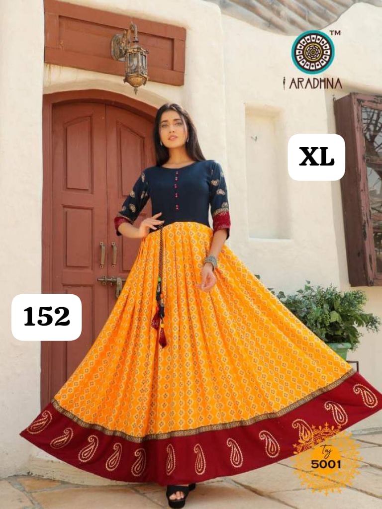 Embroidery Heavy Rayon Printed Gown