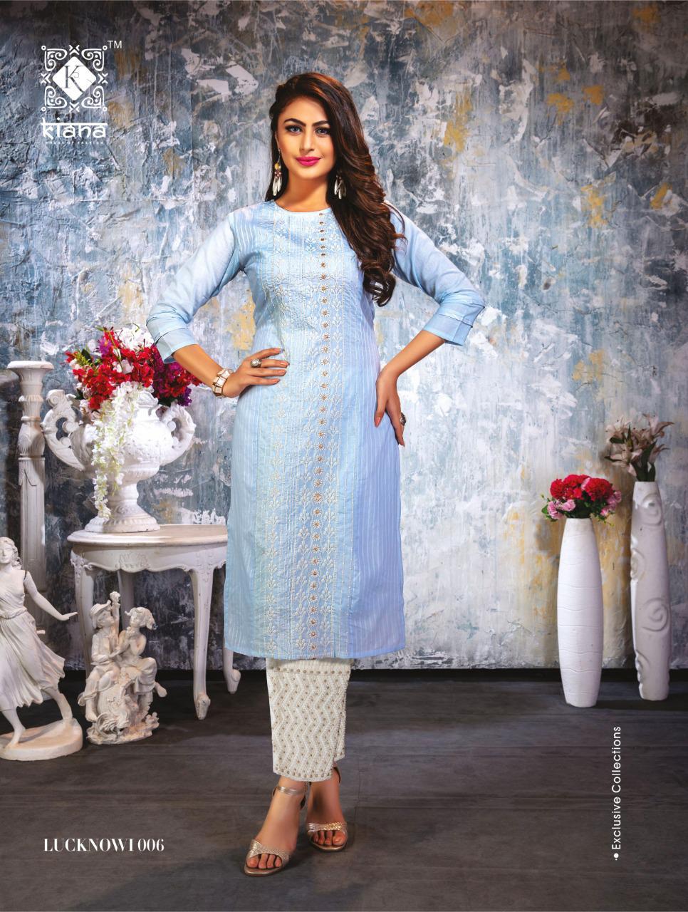 KIANA LUCKNOWI EMBRODIERD PRINT RAYON KURTI AND PANT