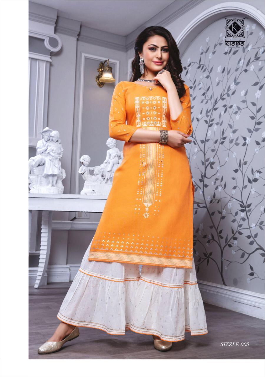 KIANA EMBRODIERD PRINT RAYON KURTI AND SHARARA
