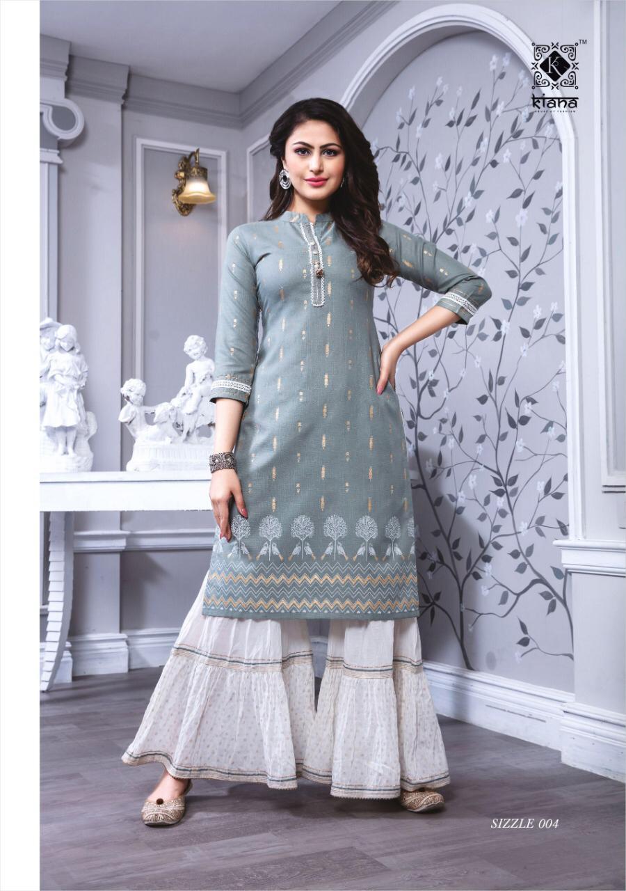 KIANA EMBRODIERD PRINT RAYON KURTI AND SHARARA