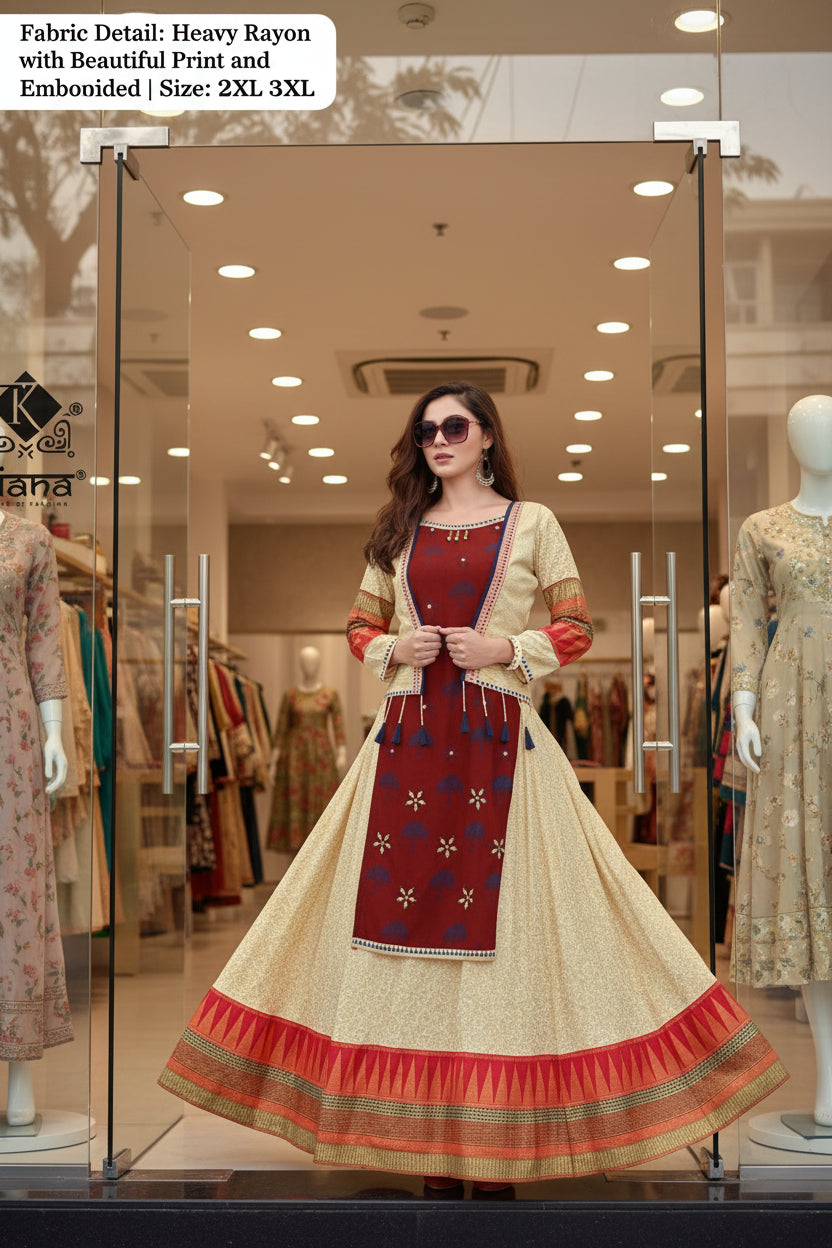 Rayon Party Wear Long Kurti