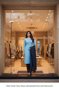 Women's Embroidered Straight Kurti with Pant and Dupatta Set