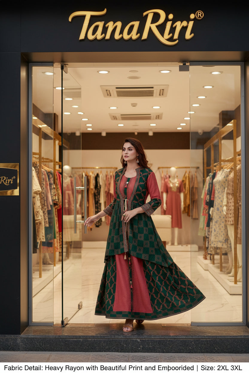 Rayon Party Wear Long Kurti