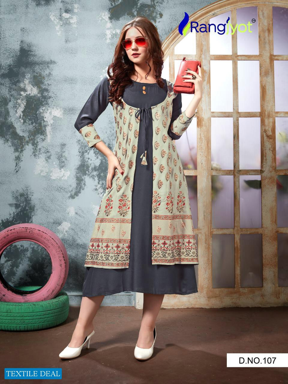 RAYON KURTI WITH SHRUG